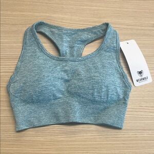 Wearwolf Sage Green Marl Seamless Sports Bra - S